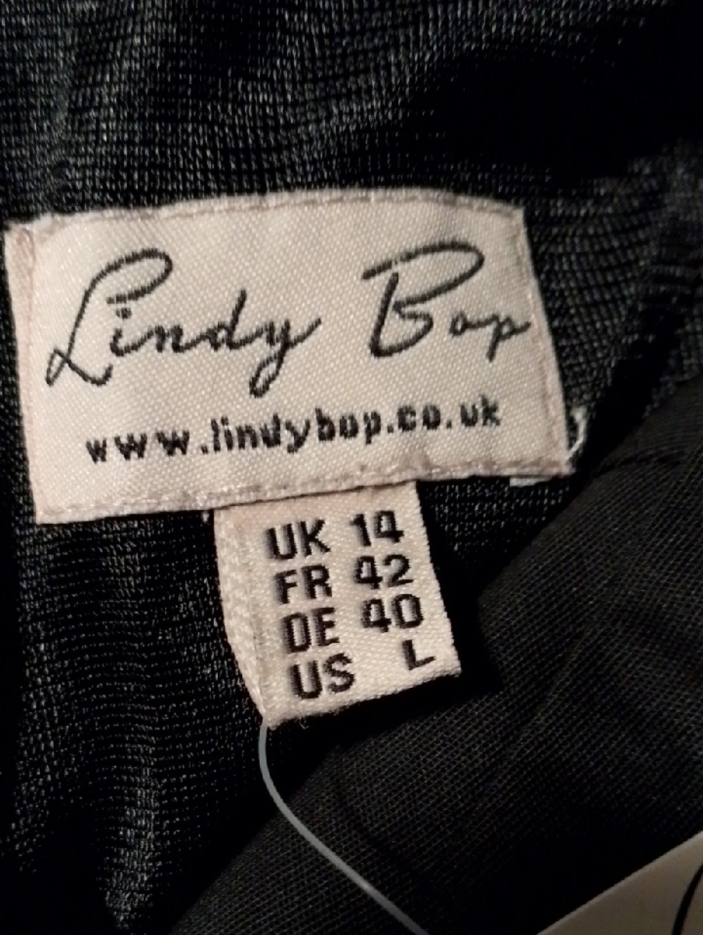 Linda Bop Black Midi Dress Swing 50s Pinup Cotton Holiday Events Whimsical - Picture 3 of 8